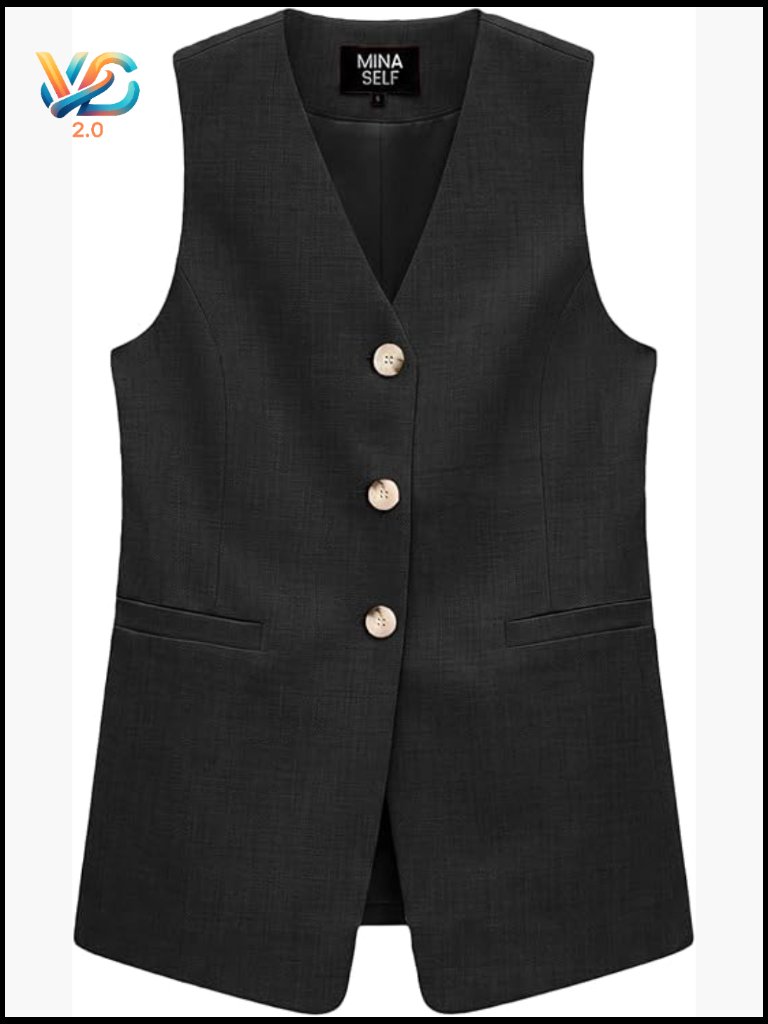 Large Linen Vest Top Sleeveless V-Neck Fully-Lined Pockets Office Casual